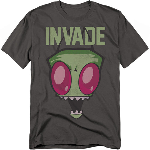 Invader Zim Invade Mens T Shirt Charcoal