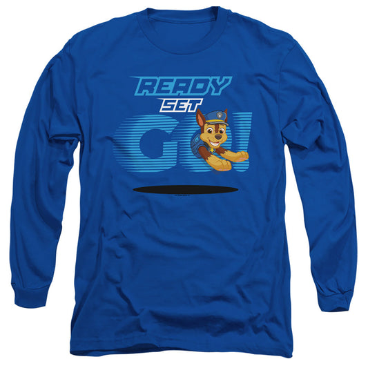 Paw Patrol Ready Set Go! Chase Mens Long Sleeve Shirt Royal Blue