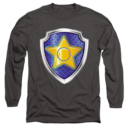 Paw Patrol Chase Badge Mens Long Sleeve Shirt Charcoal