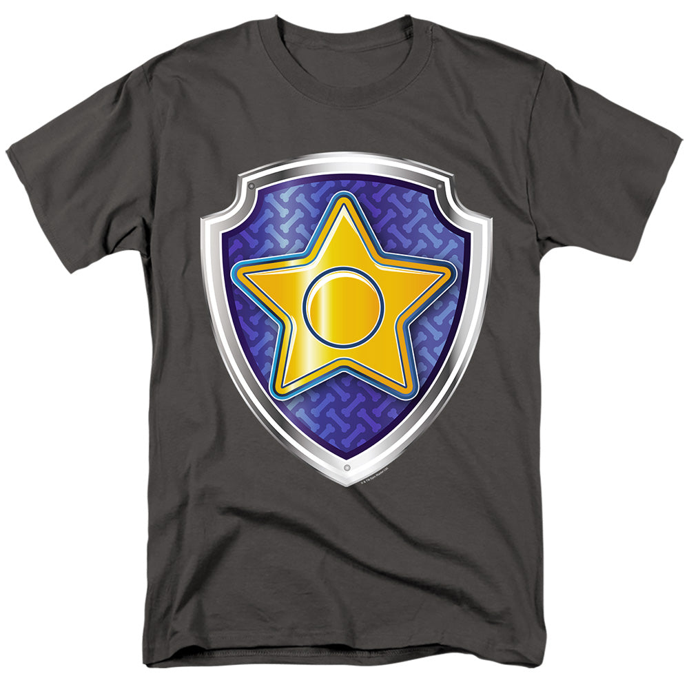 Paw Patrol Chase Badge Mens T Shirt Charcoal