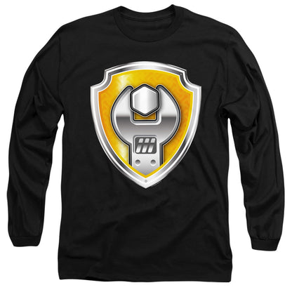 Paw Patrol Rubble Badge Mens Long Sleeve Shirt Black