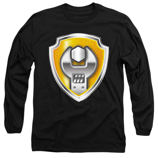 Paw Patrol Rubble Badge Mens Long Sleeve Shirt Black
