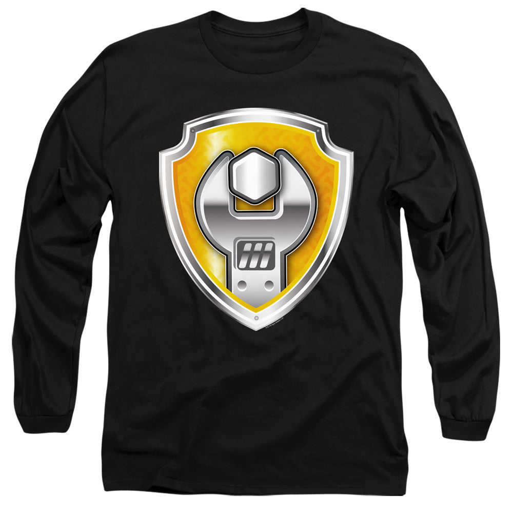 Paw Patrol Rubble Badge Mens Long Sleeve Shirt Black