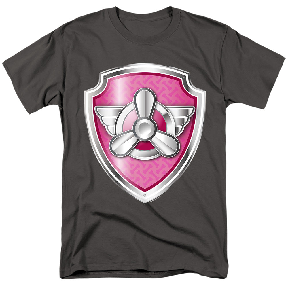 Paw Patrol Skye Badge Mens T Shirt Charcoal