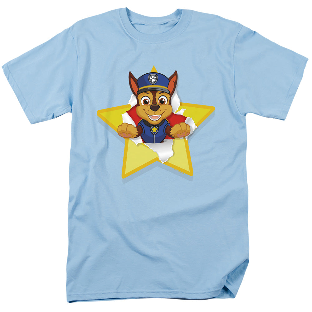 Paw Patrol Chase Torn Star Mens T Shirt Light Blue