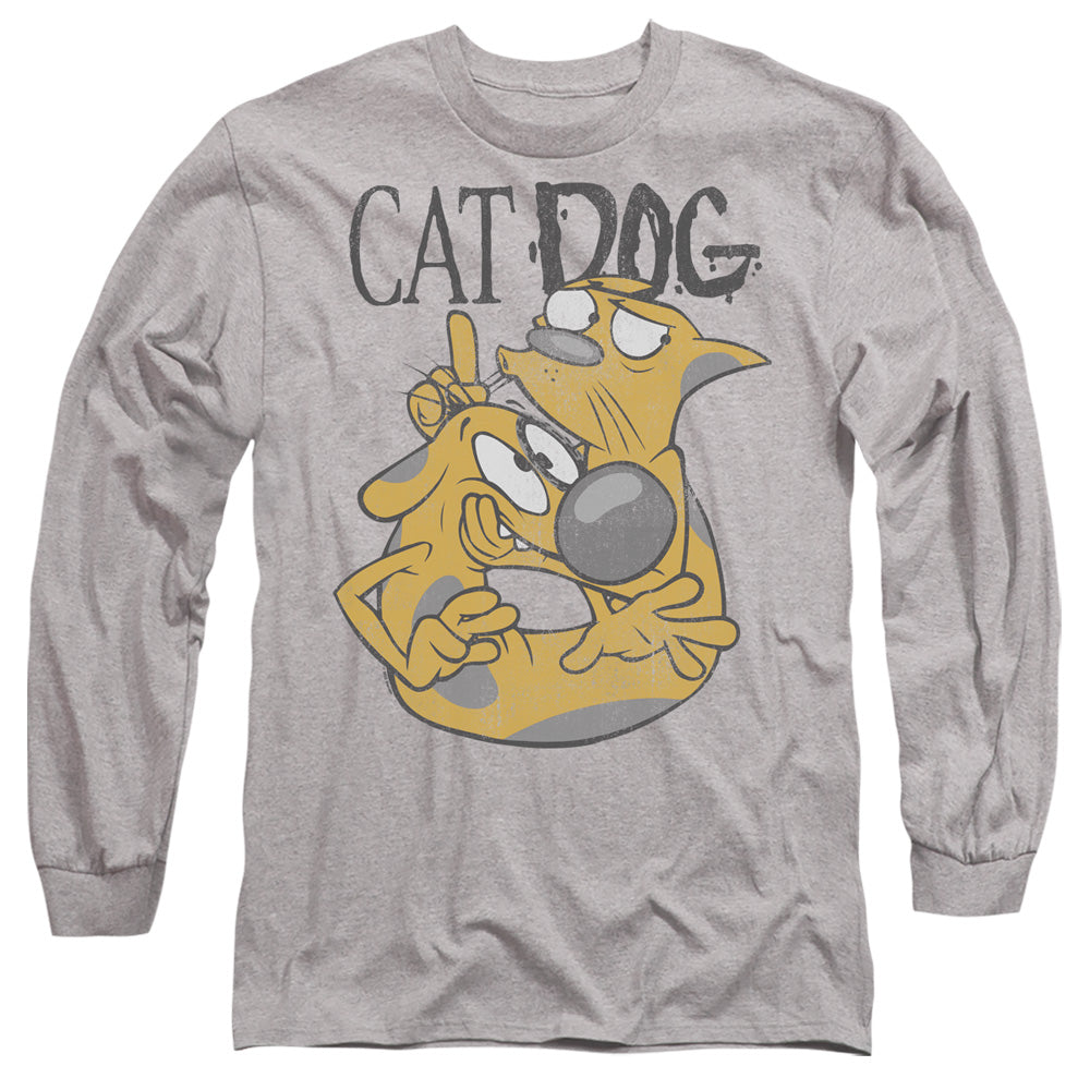 Catdog Stuck Together Mens Long Sleeve Shirt Athletic Heather Officially Licensed