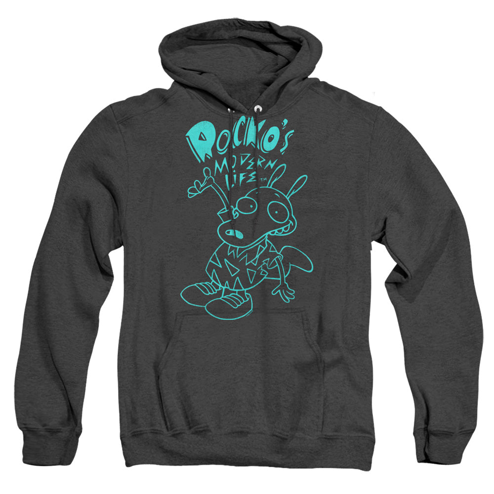 Rocko'S Modern Life Neon Rocko Heather Mens Hoodie Black