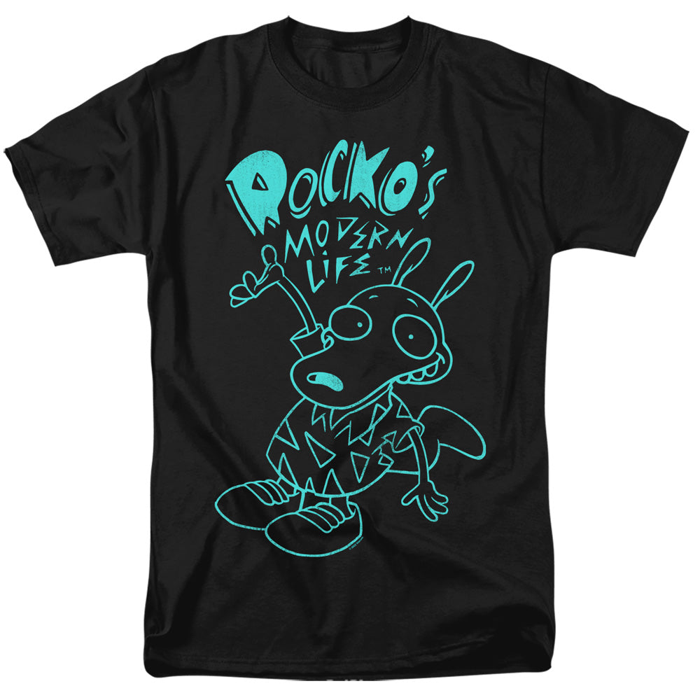 Rockos Modern Life Neon Rocko Mens T Shirt Black