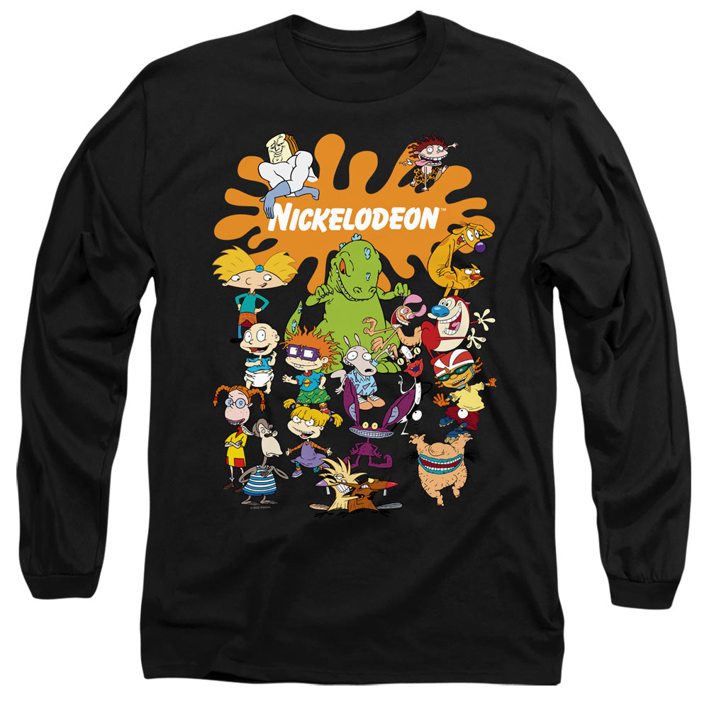 Nickelodeon Brand Nick Splat Group Mens Long Sleeve Shirt Black
