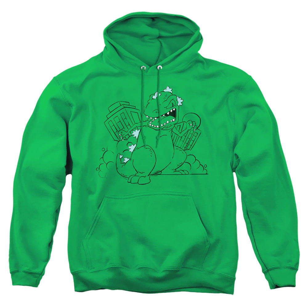 Rugrats Reptar Destroys City Mens Hoodie Kelly Green