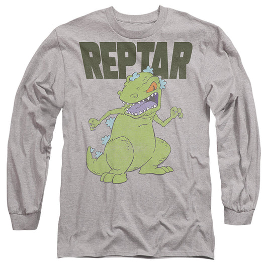 Rugrats Reptar Big Mens Long Sleeve Shirt Athletic Heather Officially Licensed