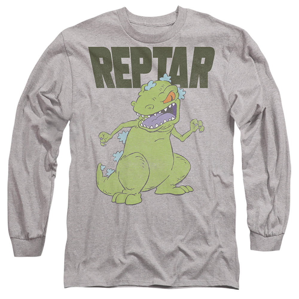 Rugrats Reptar Big Mens Long Sleeve Shirt Athletic Heather Officially Licensed