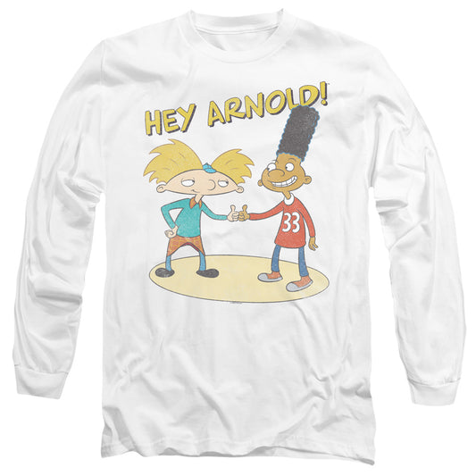 Hey Arnold And Gerald With Logo Mens Long Sleeve Shirt White Officially Licensed