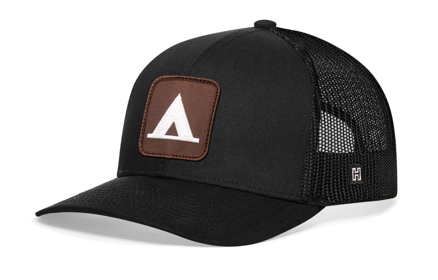 Tent Trucker Haka Hat Black Campground Trail Signs Snapback