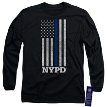 Load image into Gallery viewer, New York City Thin Blue Line Mens Long Sleeve Shirt Black
