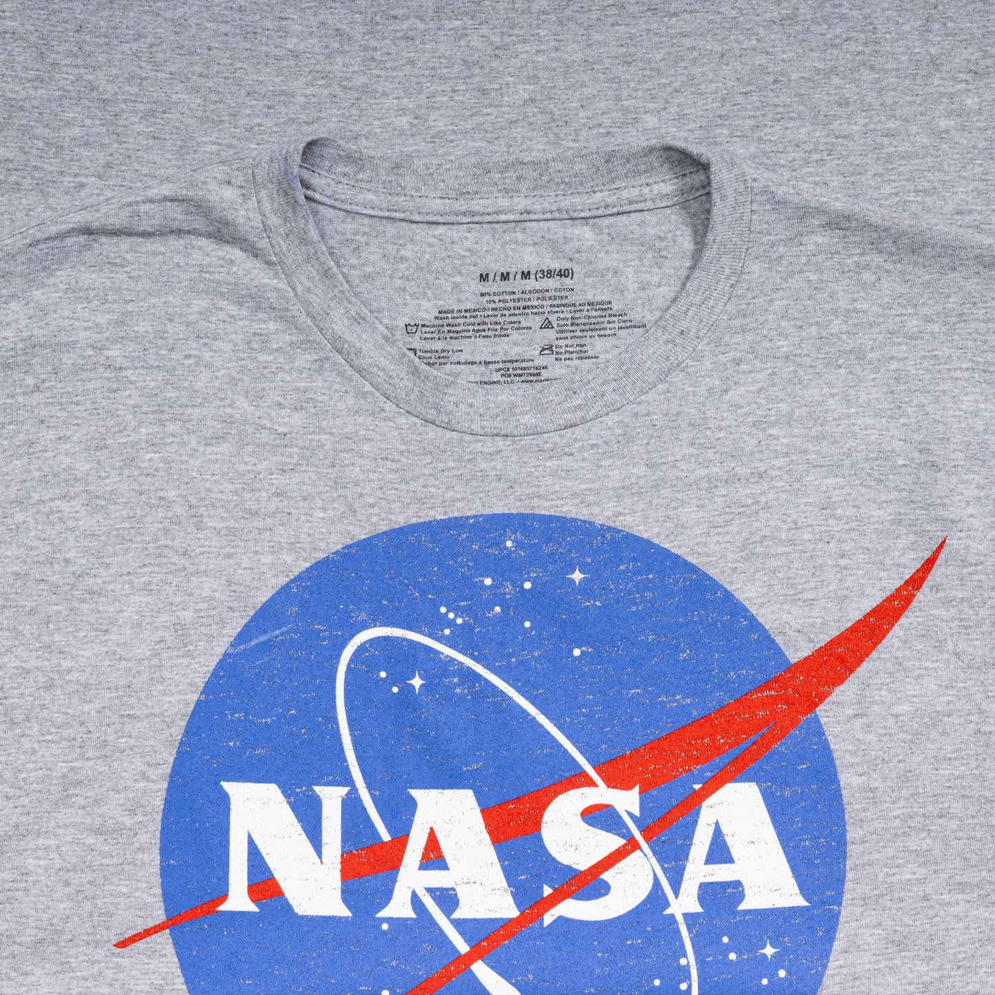 NASA Logo Men's Officially Licensed Short Sleeve Gray T Shirt