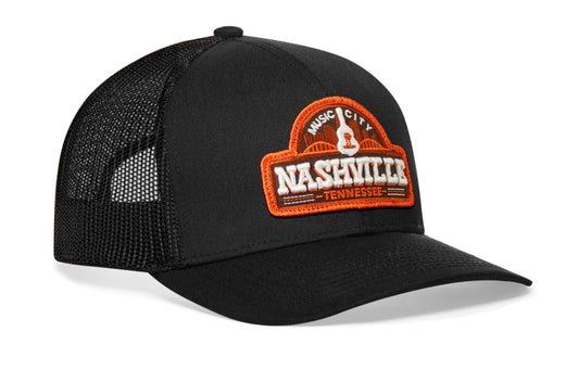 Nashville Music City Trucker Haka Hat Black Cityscape Snapback