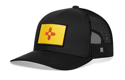 New Mexico Flag Trucker Haka Hat Black NM Snapback