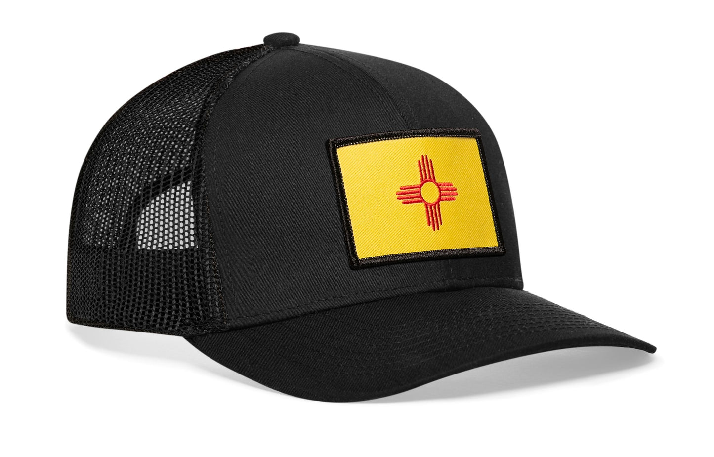 New Mexico Flag Trucker Haka Hat Black NM Snapback