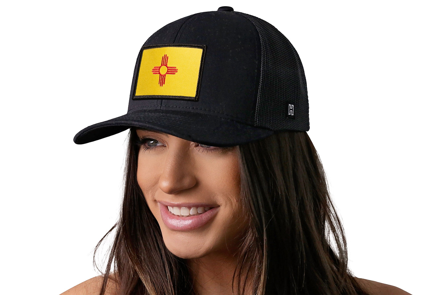 New Mexico Flag Trucker Haka Hat Black NM Snapback