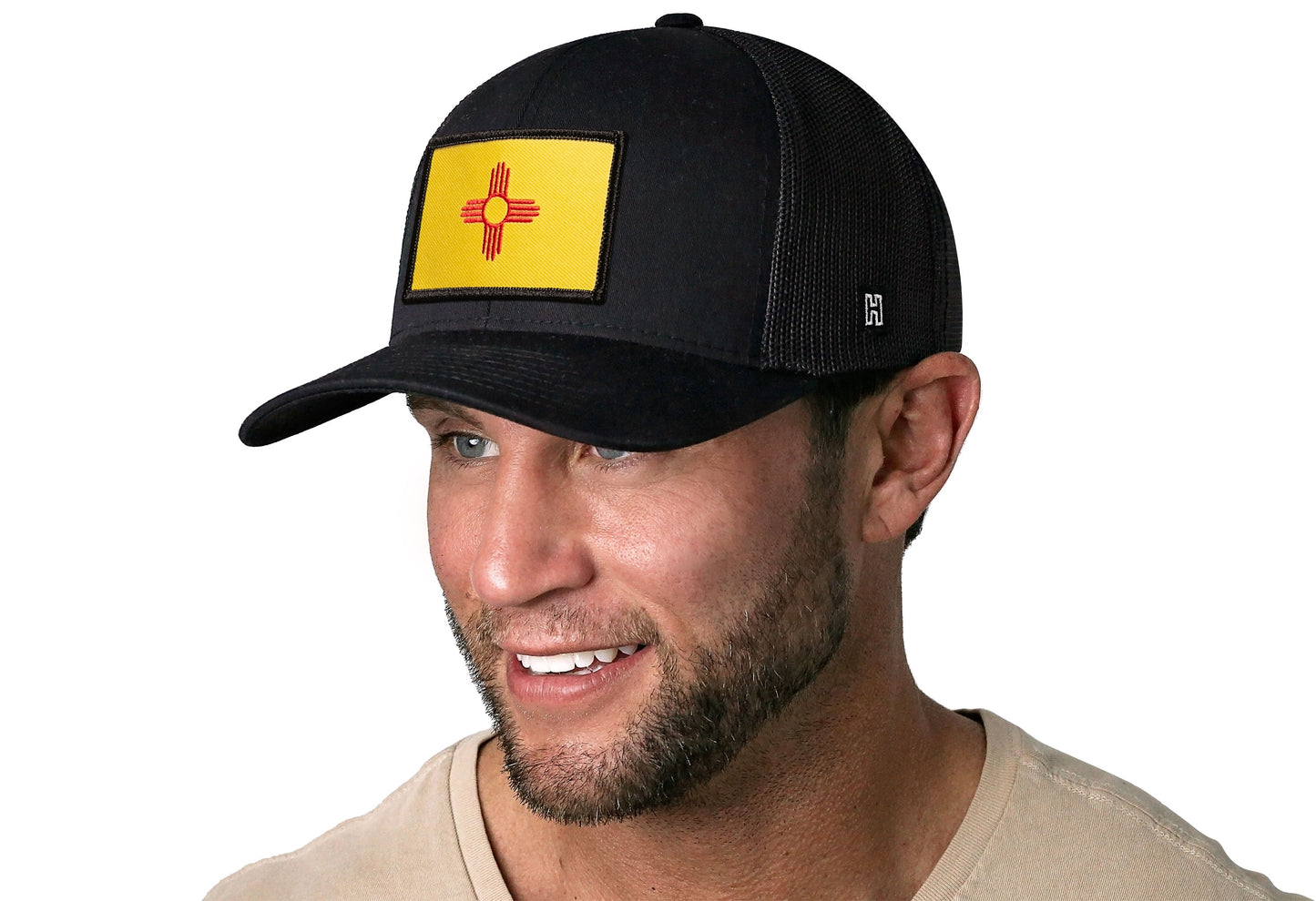New Mexico Flag Trucker Haka Hat Black NM Snapback