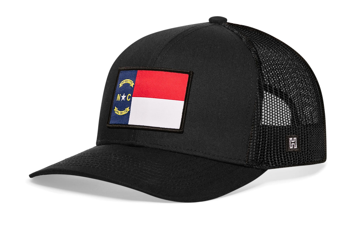North Carolina Flag Trucker Haka Hat Black NC Snapback