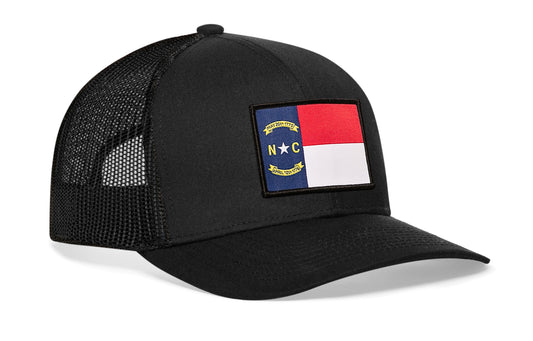 North Carolina Flag Trucker Haka Hat Black NC Snapback