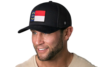 North Carolina Flag Trucker Haka Hat Black NC Snapback