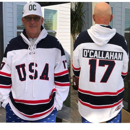 Jack O'Callahan USA Hockey Miracle on Ice 1980 Official Lace White Hoodie