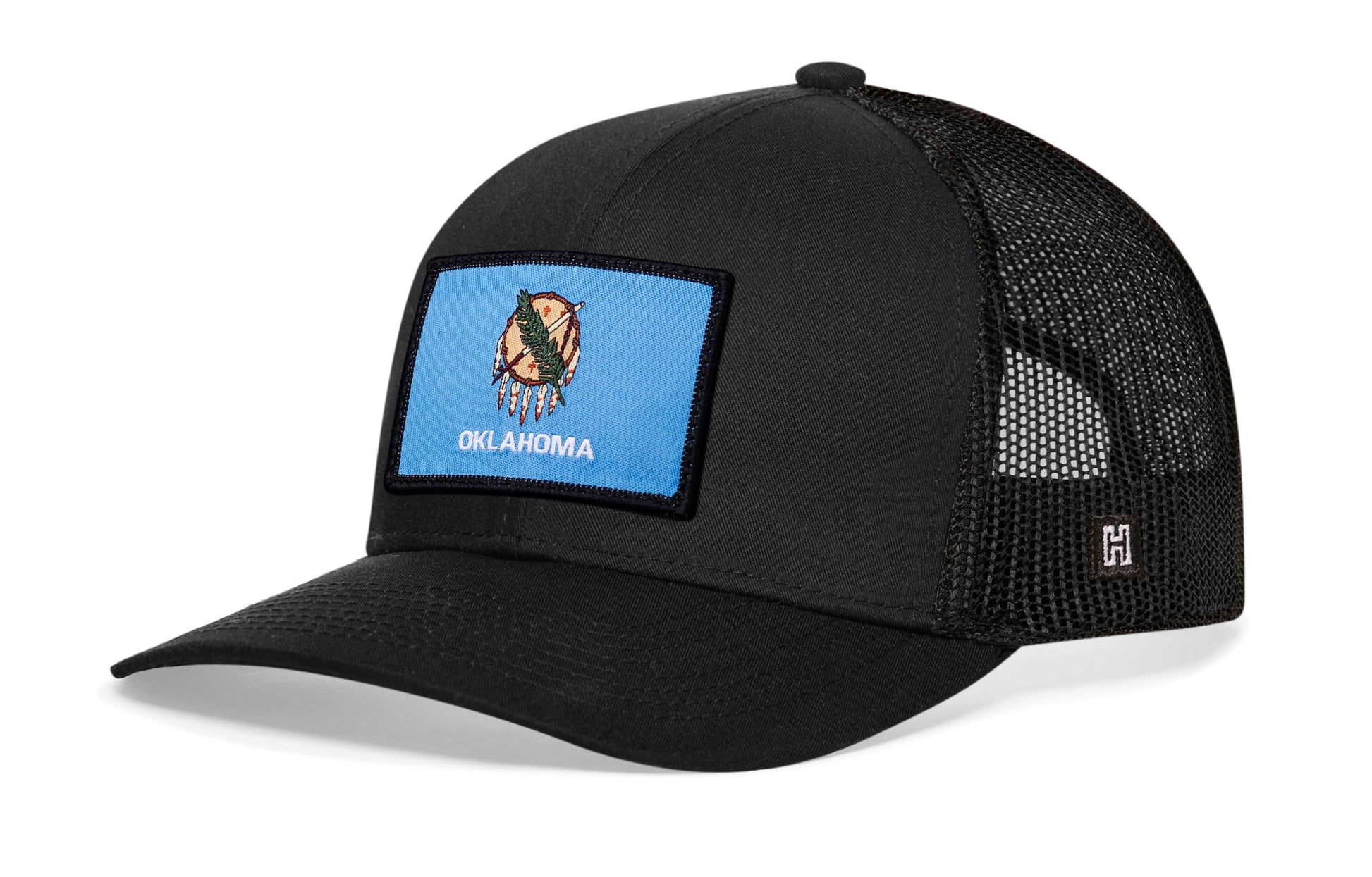 Oklahoma Flag Trucker Haka Hat Black Oklahoma Flag Snapback