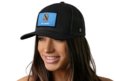 Oklahoma Flag Trucker Haka Hat Black Oklahoma Flag Snapback