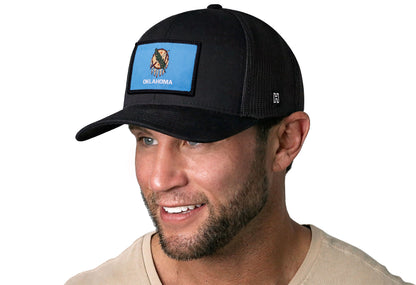 Oklahoma Flag Trucker Haka Hat Black Oklahoma Flag Snapback