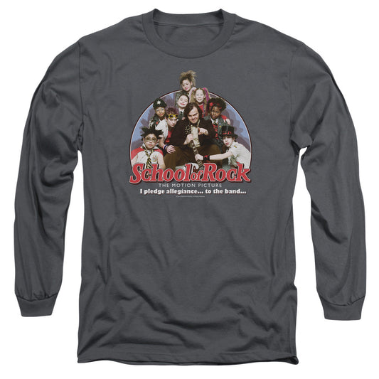 School Of Rock I Pledge Allegiance Mens Long Sleeve Shirt Charcoal Officially Licensed