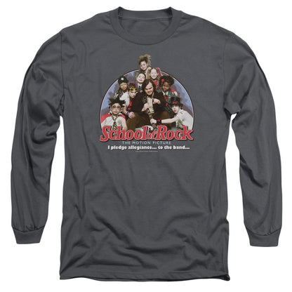 School Of Rock I Pledge Allegiance Mens Long Sleeve Shirt Charcoal Officially Licensed