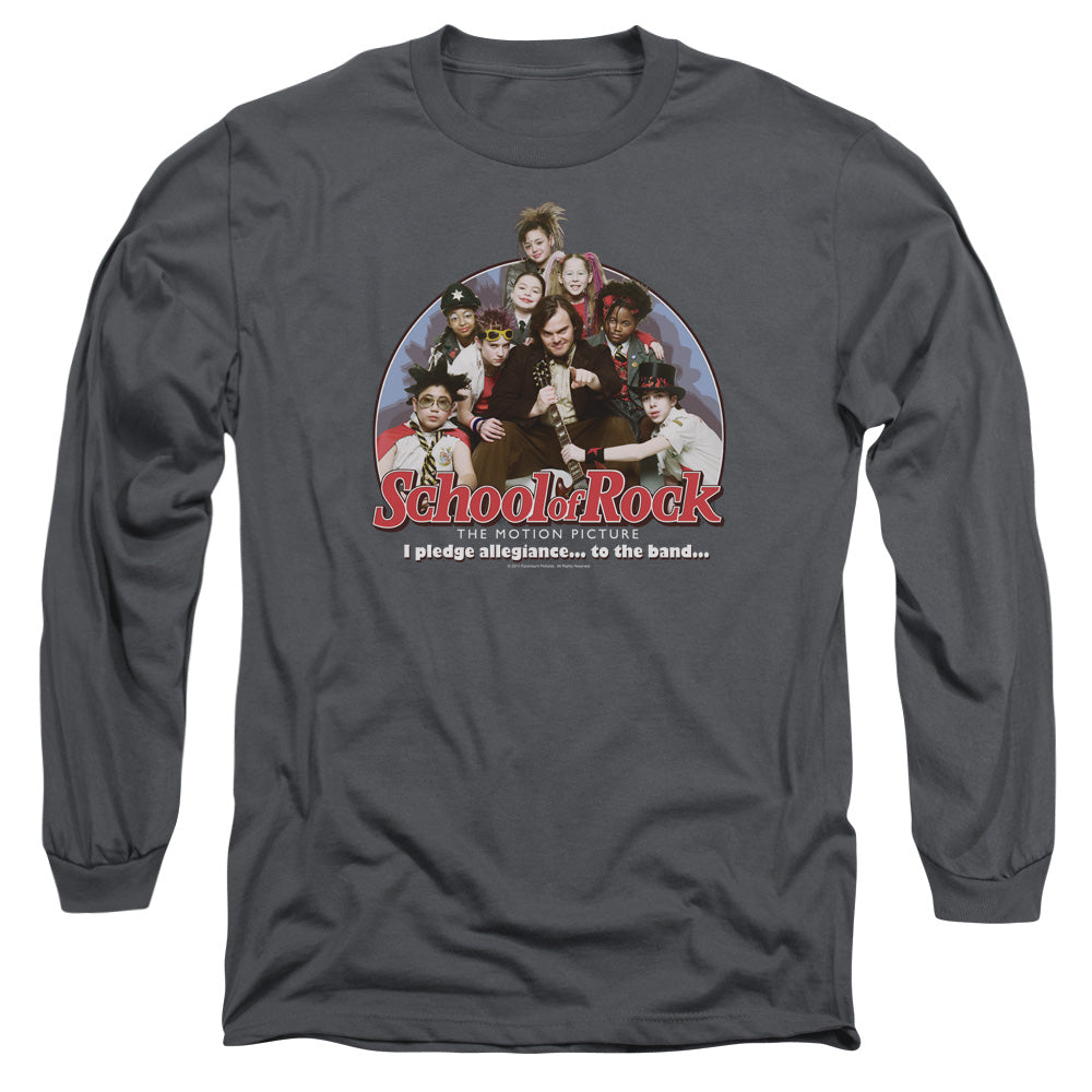 School Of Rock I Pledge Allegiance Mens Long Sleeve Shirt Charcoal Officially Licensed