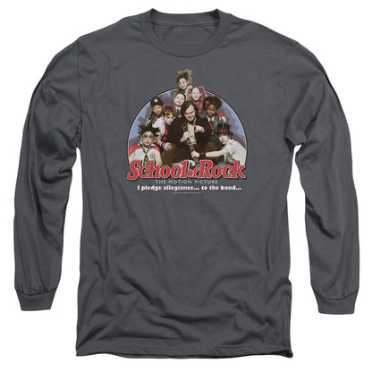 School Of Rock I Pledge Allegiance Mens Long Sleeve Shirt Charcoal Officially Licensed