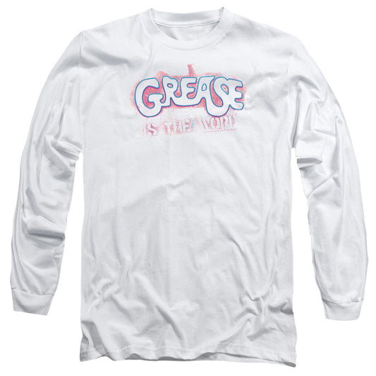 Grease Grease Is The Word Mens Long Sleeve Shirt White Officially Licensed