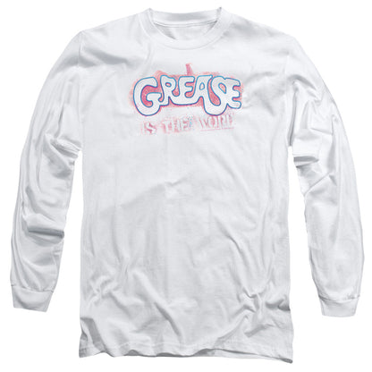 Grease Grease Is The Word Mens Long Sleeve Shirt White Officially Licensed