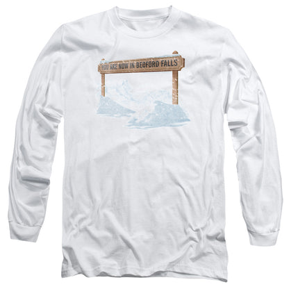 Its A Wonderful Life Bedford Falls Mens Long Sleeve Shirt White Officially Licensed