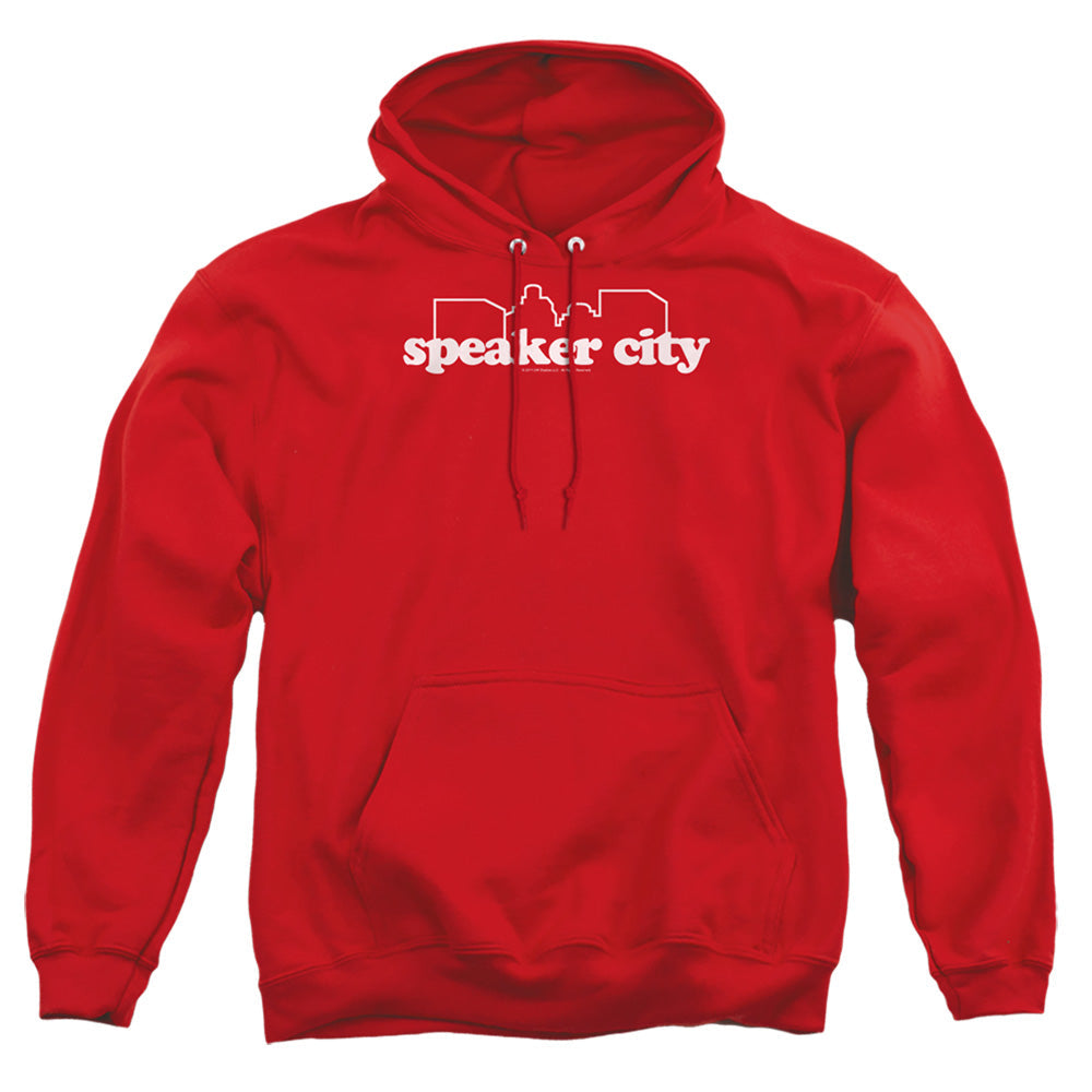 Old School Speaker City Logo Mens Hoodie Red
