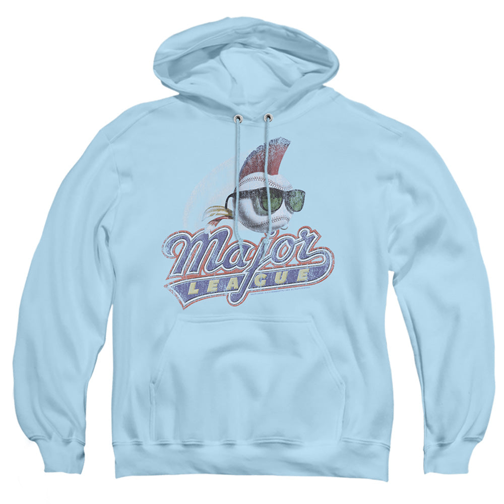 Major League Distressed Logo Mens Hoodie Light Blue