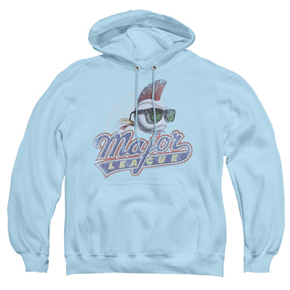 Major League Distressed Logo Mens Hoodie Light Blue