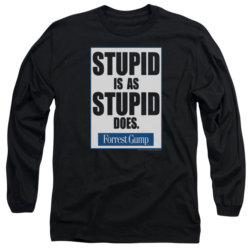 Forrest Gump Stupid Is Mens Long Sleeve Shirt Black Officially Licensed