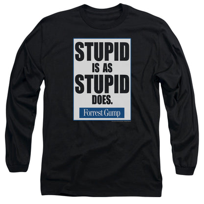 Forrest Gump Stupid Is Mens Long Sleeve Shirt Black Officially Licensed