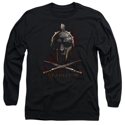 Gladiator Helmet Mens Long Sleeve Shirt Black Officially Licensed