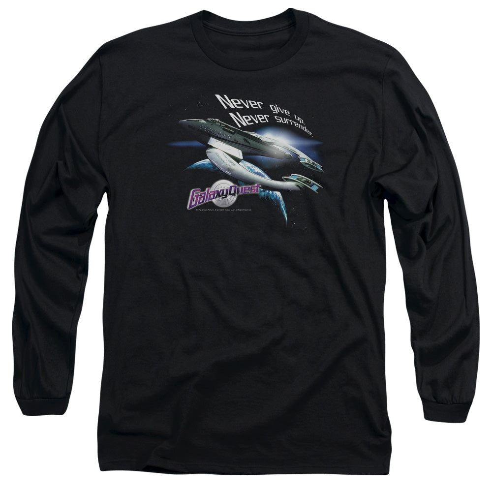 Galaxy Quest Never Surrender Mens Long Sleeve Shirt Black Officially Licensed