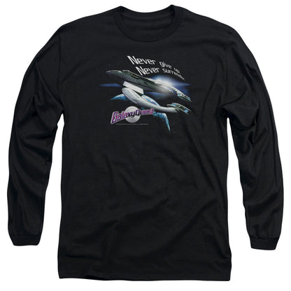 Galaxy Quest Never Surrender Mens Long Sleeve Shirt Black Officially Licensed