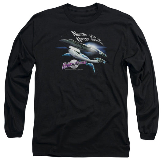 Galaxy Quest Never Surrender Mens Long Sleeve Shirt Black Officially Licensed