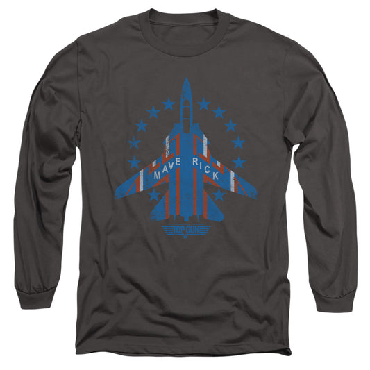 Top Gun Maverick Mens Long Sleeve Shirt Charcoal Officially Licensed