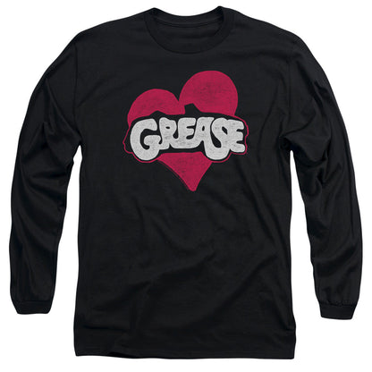 Grease Heart Mens Long Sleeve Shirt Black Officially Licensed